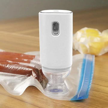 Juego de bolsas reutilizables con cremallera para almacenamiento de alimentos al vacío, bomba selladora al vacío eléctrica de mano, bolsas Sous Vide, recargable por USB, sin BPA 